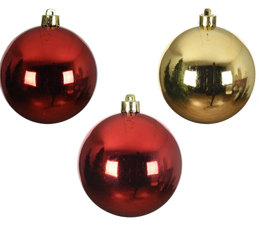 Baubles 6cm - Shatterproof Mix - Red/Gold