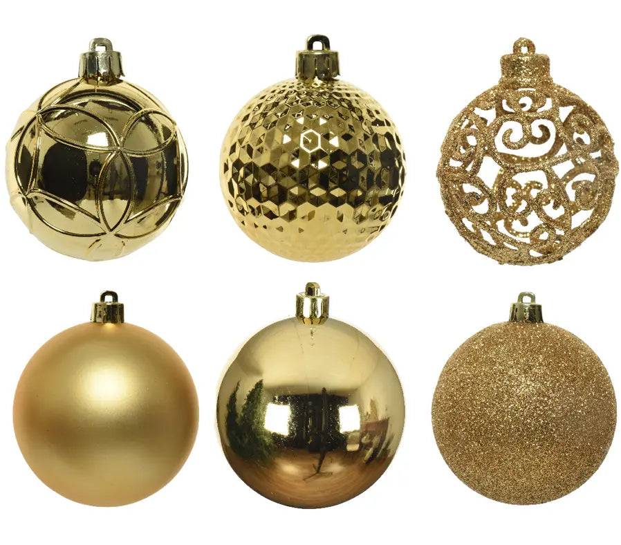 Baubles 6cm - Shatterproof Mix - Light Gold