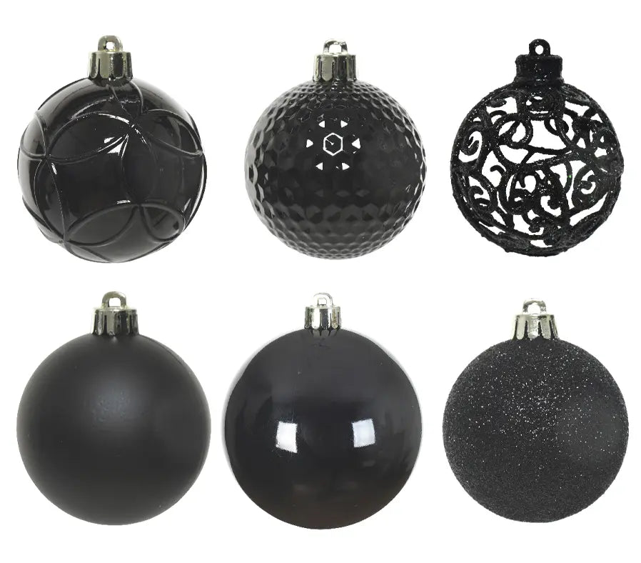 Baubles 6cm - Shatterproof Mix - Black