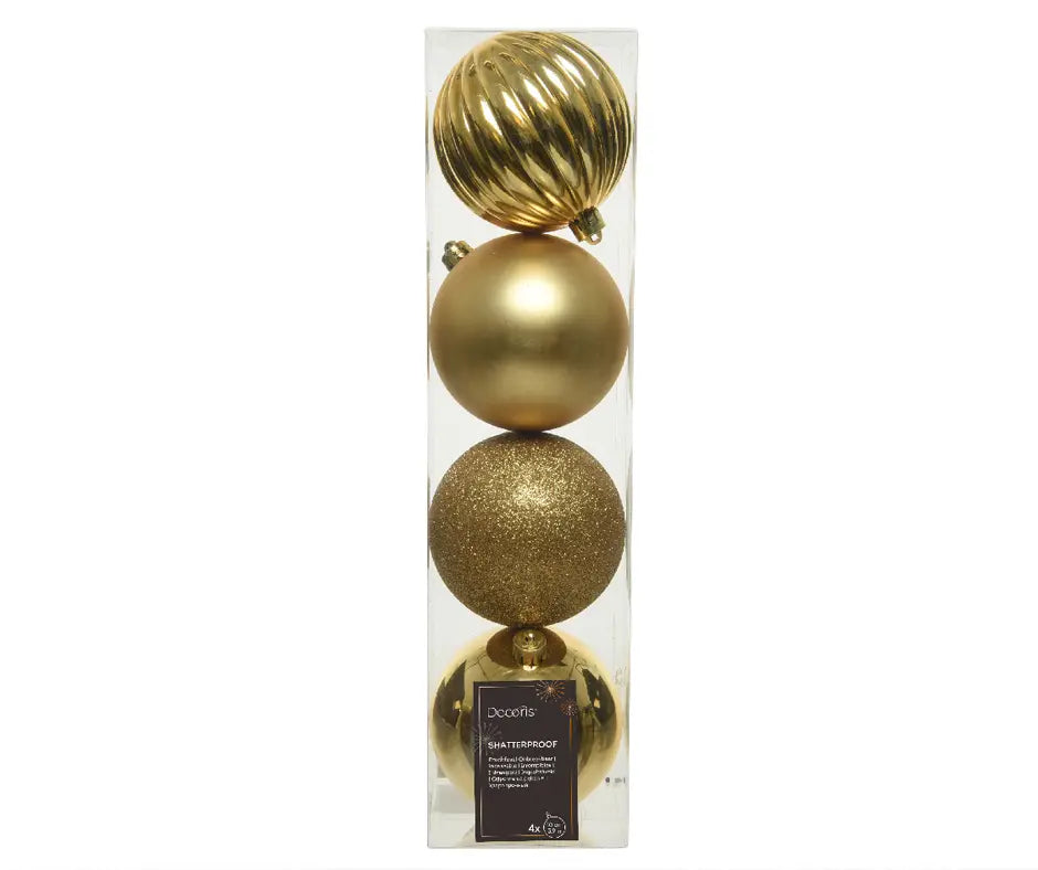 Baubles 10cm - Shatterproof Mix - Light Gold