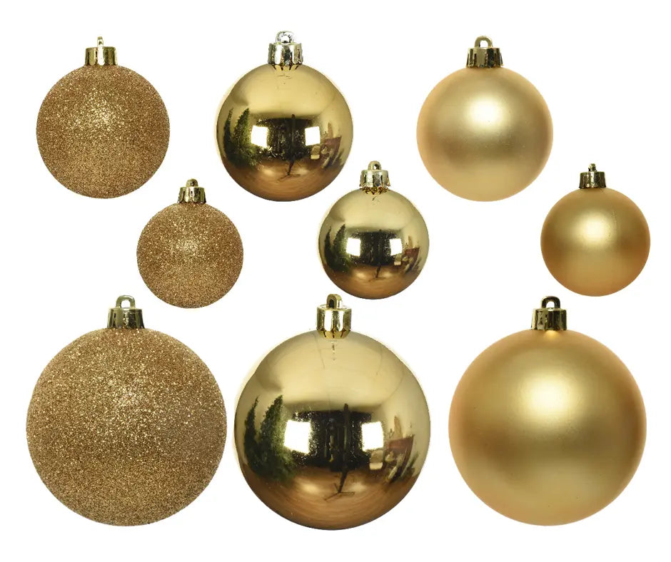 Baubles 6cm - Shatterproof Mix - Light Gold