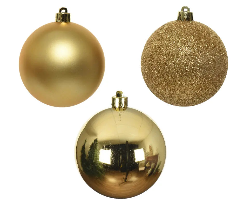 Baubles 8cm - Shatterproof Mix - Light Gold