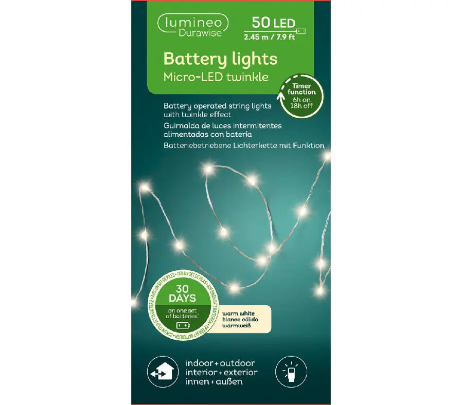 Micro LED Battery Operated Stringlights - 50