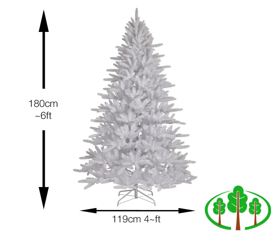 180cm Copenhagen Fir - White Glitter