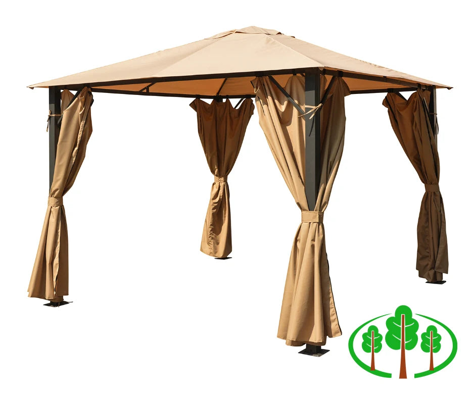 Eden 2.5m X 2.5m Gazebo with Curtains - Taupe