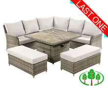 Load image into Gallery viewer, Heritage Grand Square Casual Dining Set with Gas Firepit - Beech
