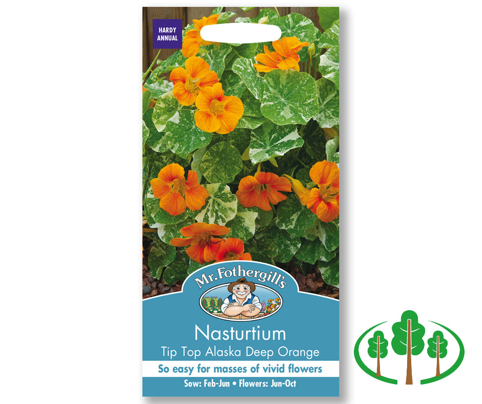 NASTURTIUM Alaska Tip Top Deep Orange