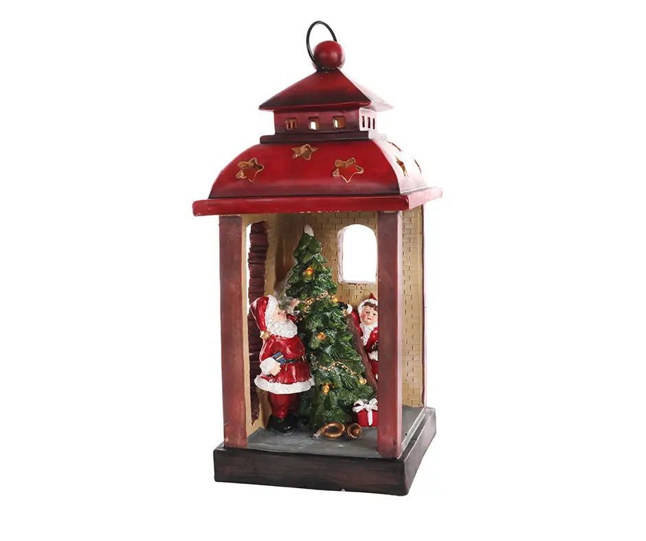 Decorative Lantern - Santa at Tree