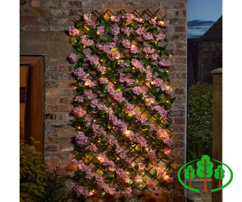 Solar InLit Pink Blossom Trellis 180 x 90 cm