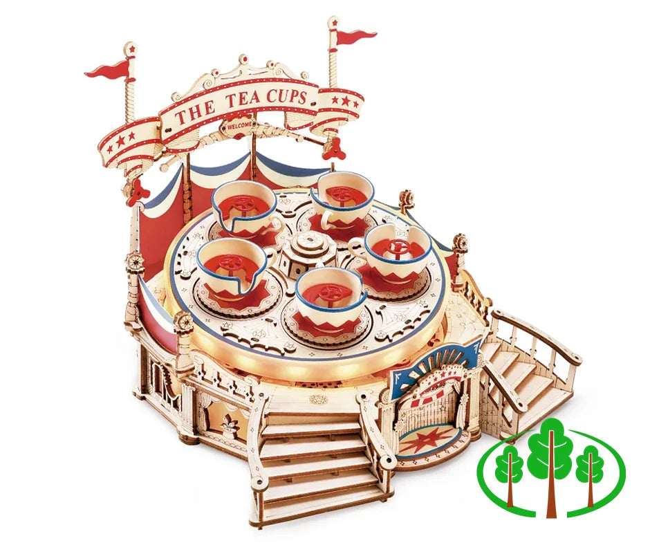 Tilt-A-Whirl DIY Music Box 3D Wooden Puzzle