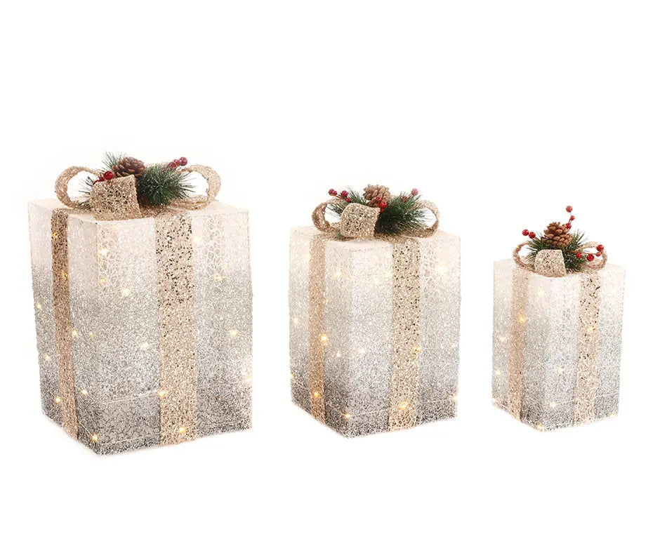 Set of three Gift Boxes - Parcels - Silver