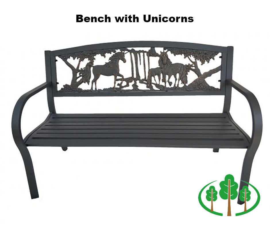 Steel Framed Cast Iron Bench with Unicorn